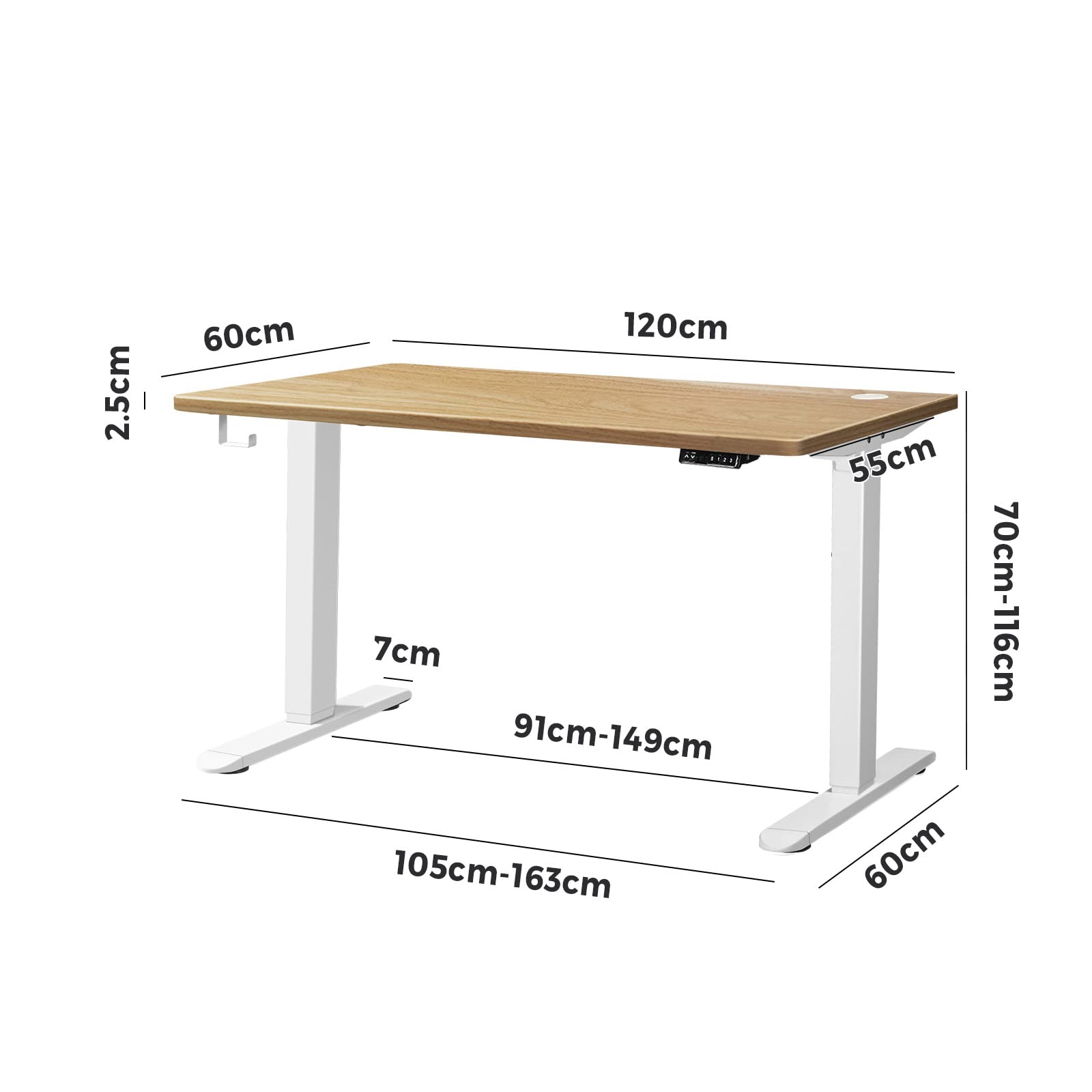 Oikiture Height Adjustable Standing Desk Electric Motorised Sit Stand Up 120cm - Sunyee