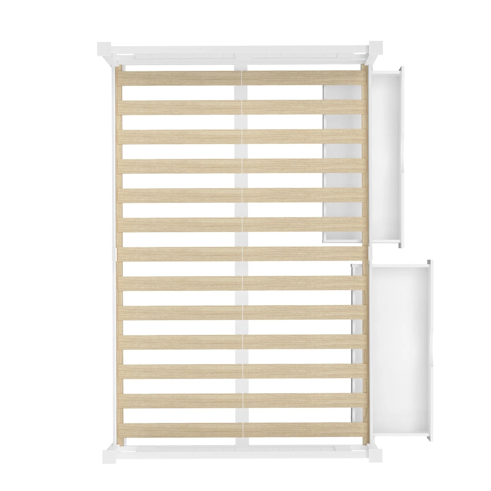 Oikiture Solid Pine Wood Bed Frame with 2 Storage Drawers Platform White King