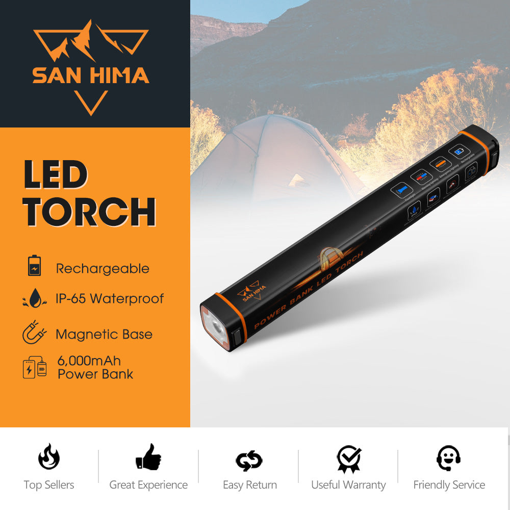 San Hima LED Torch Light Large Power Bank Flashlight Lithium USB Rechargeable - Sunyee