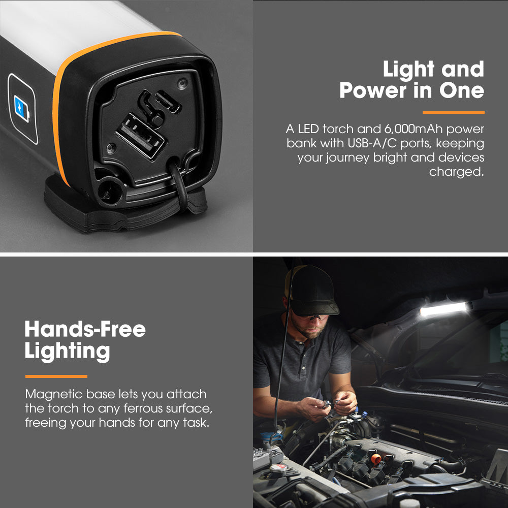 San Hima LED Torch Light Large Power Bank Flashlight Lithium USB Rechargeable - Sunyee