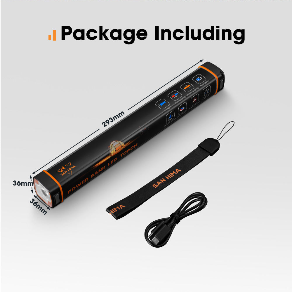 San Hima LED Torch Light Large Power Bank Flashlight Lithium USB Rechargeable - Sunyee