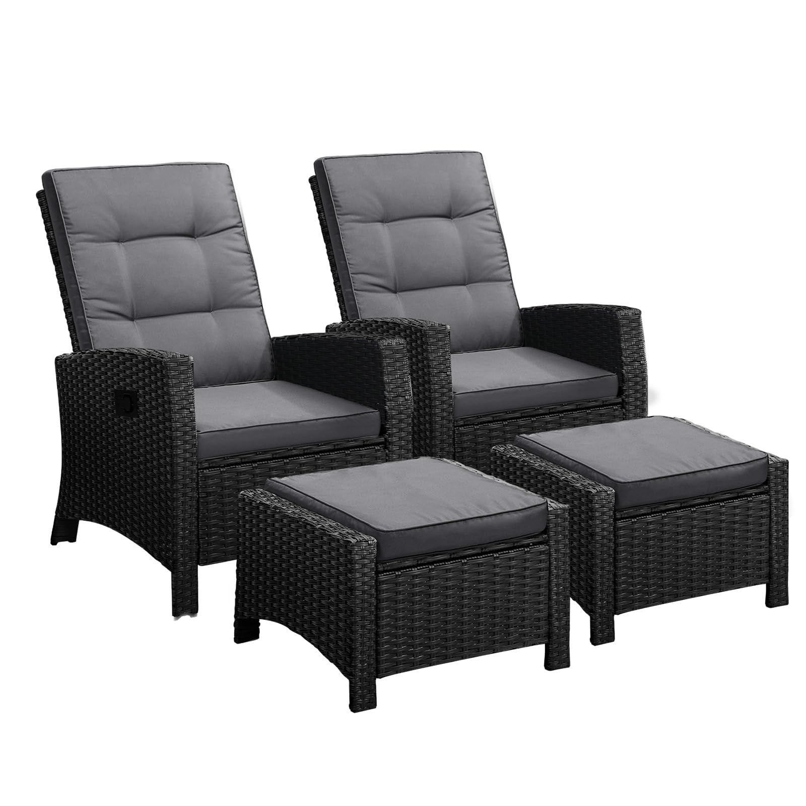 Livsip Recliner Chairs Sun Lounge Outdoor Patio Furniture Wicker Lounger 2X - Sunyee