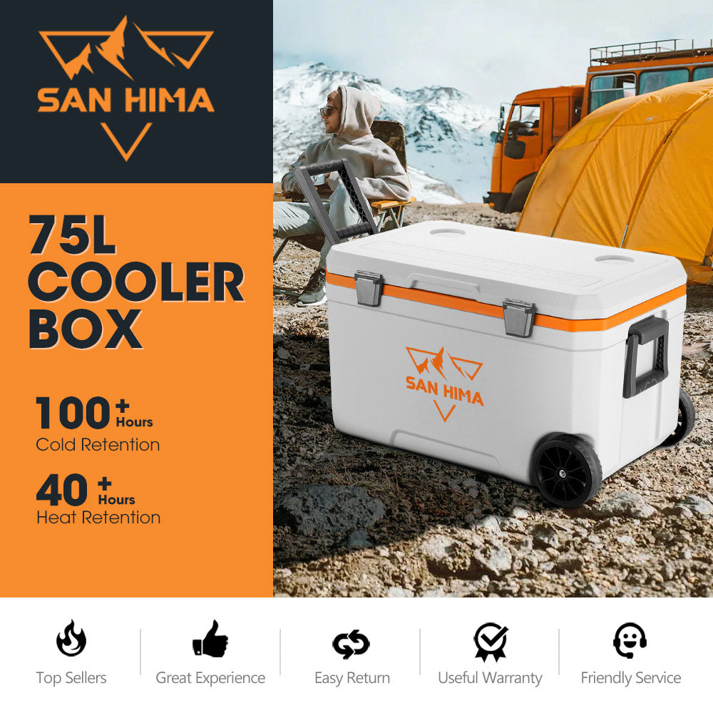 San Hima 75L Cooler Ice Box Portable Trolley For Camping Picnic Heat Retention - Sunyee