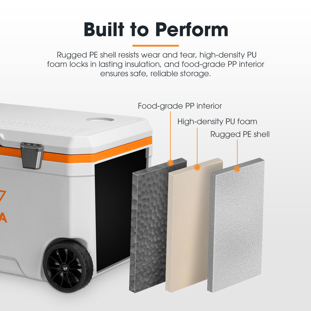 San Hima 75L Cooler Ice Box Portable Trolley For Camping Picnic Heat Retention - Sunyee