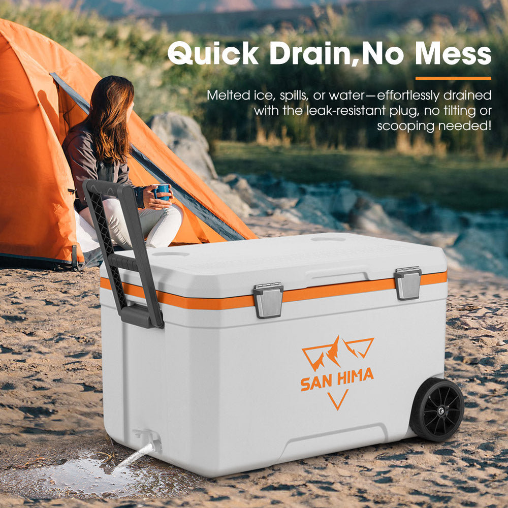 San Hima 75L Cooler Ice Box Portable Trolley For Camping Picnic Heat Retention - Sunyee