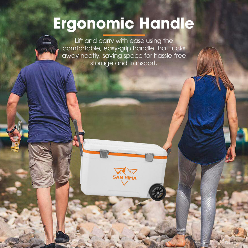San Hima 75L Cooler Ice Box Portable Trolley For Camping Picnic Heat Retention - Sunyee
