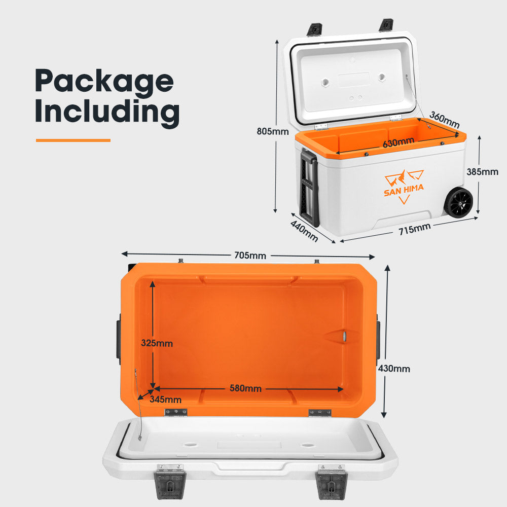 San Hima 75L Cooler Ice Box Portable Trolley For Camping Picnic Heat Retention - Sunyee