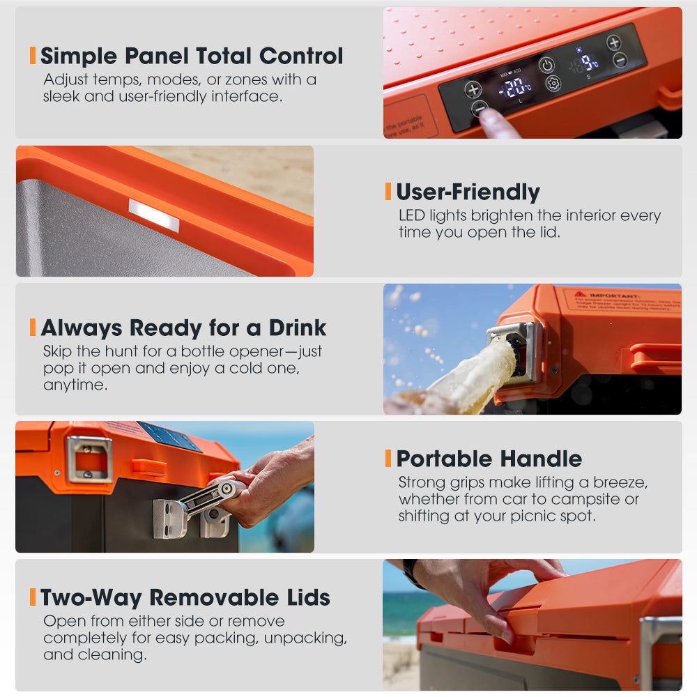 San Hima 75L Portable Camping Fridge Freezer Dual Zone With Insulated Cover - Sunyee