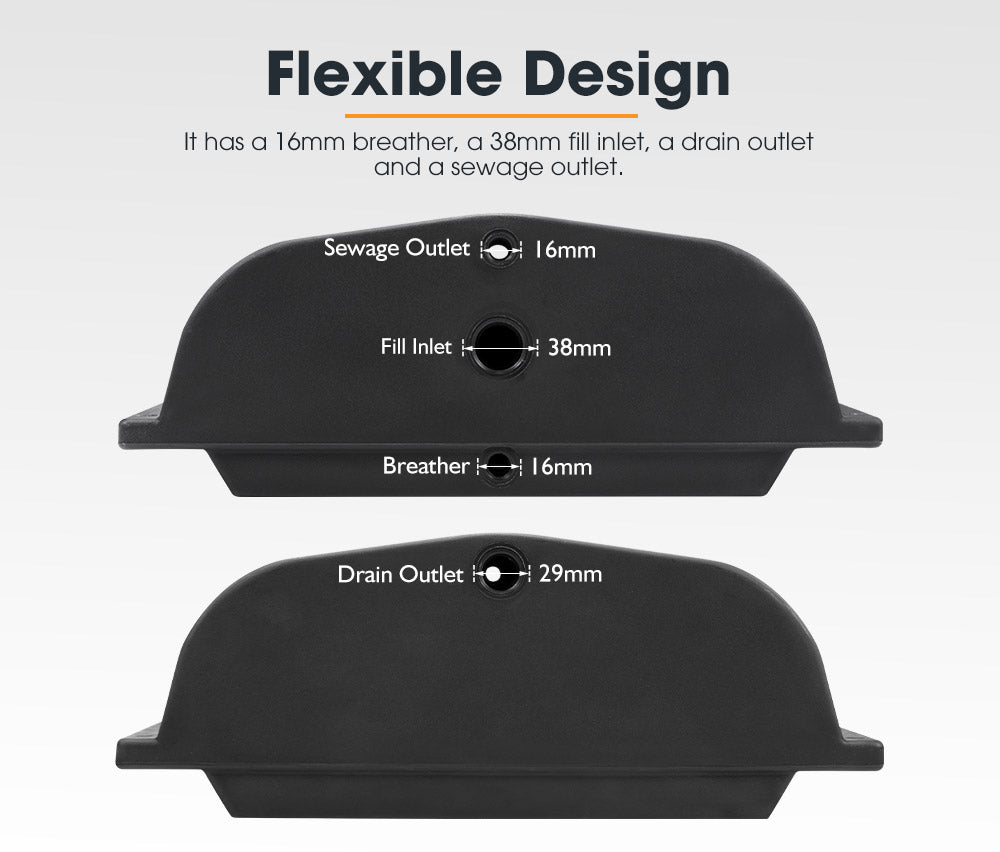 Heavy Duty 75L Litre Poly Water Tank Camper Trailers Caravans 4X4 4WD Truck - Sunyee