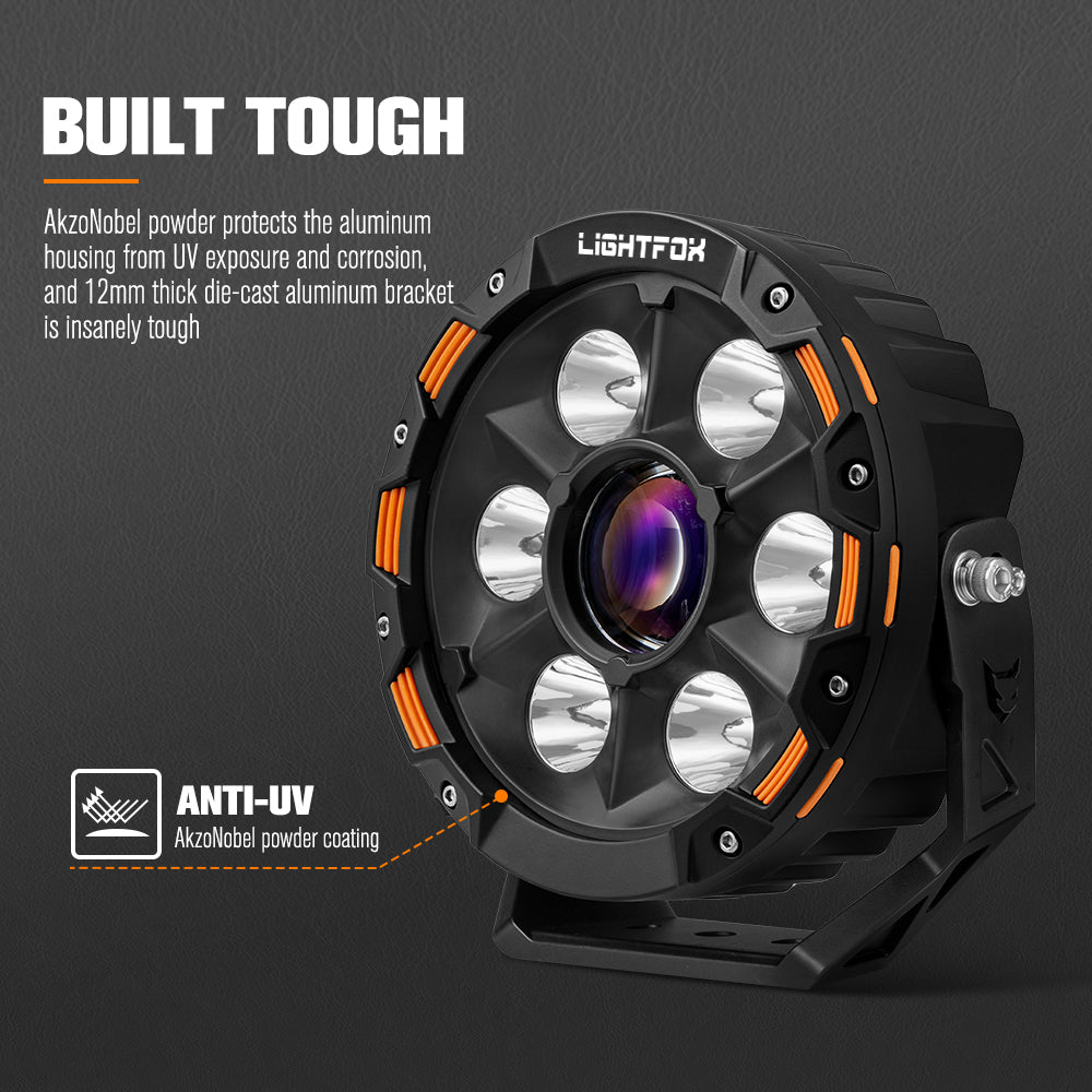 Lightfox 7inch LED Driving Light 1 Lux @ 1,796m IP68 15,208 Lumen - Sunyee