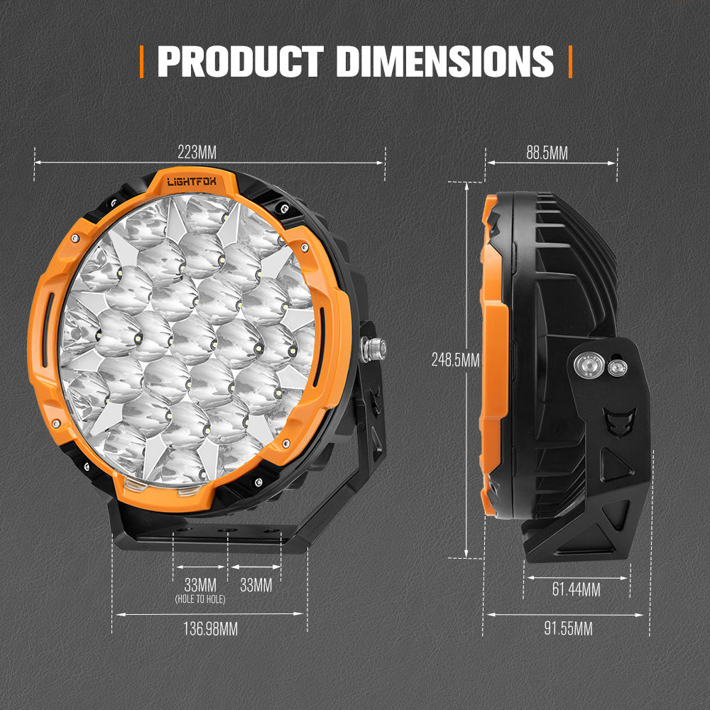 Lightfox 9inch LED Driving Light 1Lux@1,655M IP68 22,912 lumen - Sunyee