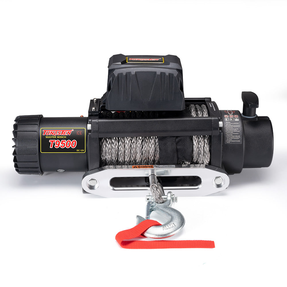 TUNGSTEN 9500LBS Electric Winch 12V Synthetic Wire Rope Remote 4WD ATV - Sunyee