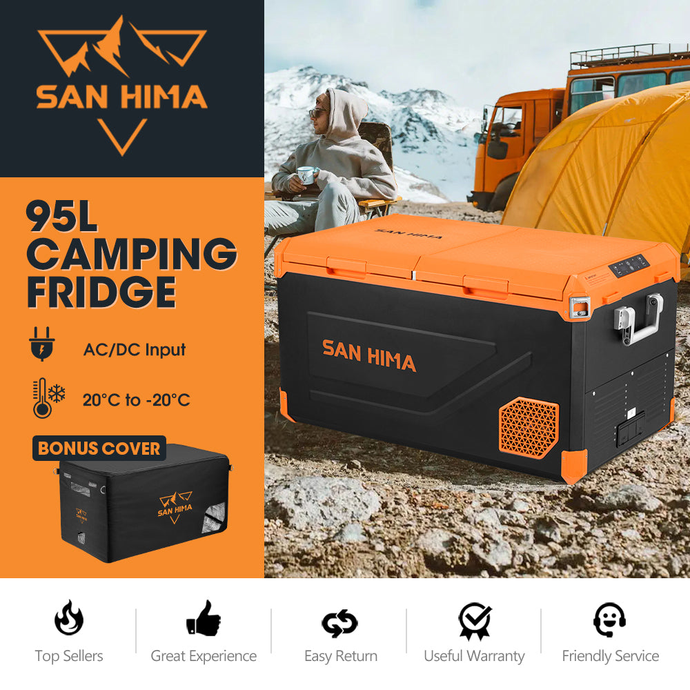 San Hima 95L Portable Camping Fridge Freezer Dual Zone With Insulated Cover - Sunyee