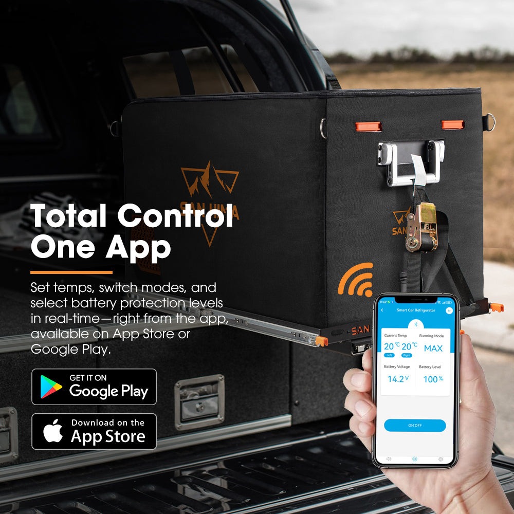 San Hima 95L Portable Camping Fridge Freezer Dual Zone With Insulated Cover - Sunyee