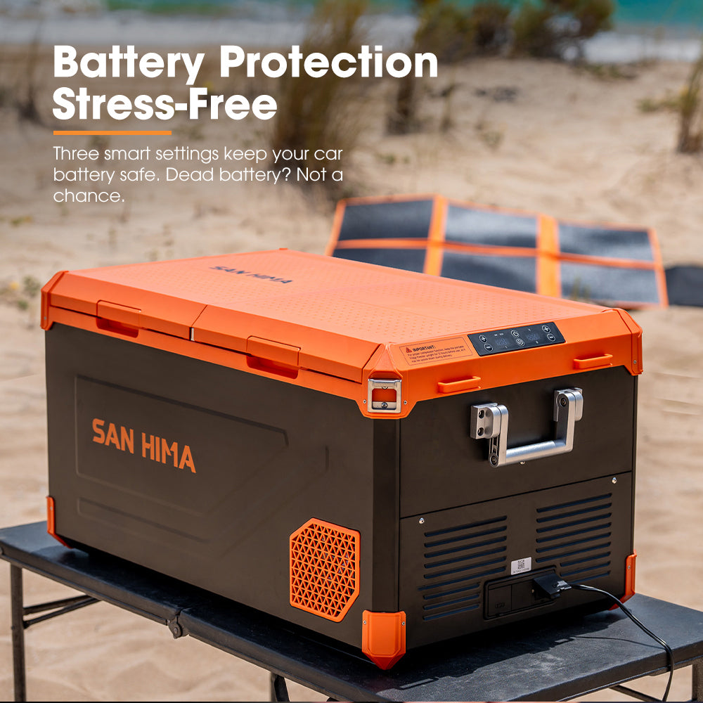San Hima 95L Portable Camping Fridge Freezer Dual Zone With Insulated Cover - Sunyee