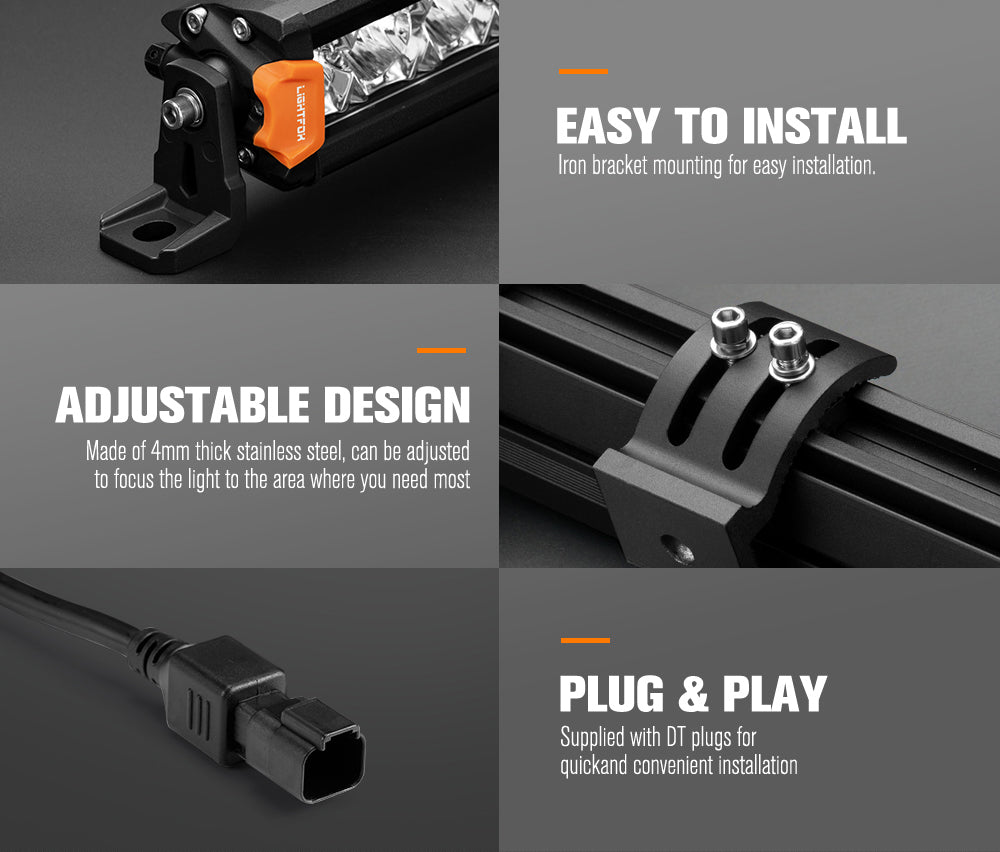 Lightfox 9 inch Osram Laser LED Driving Lights + 28 inch LED Light Bar + Wiring Kit - Sunyee