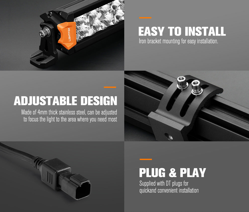 Lightfox 9 inch Osram Laser LED Driving Lights + 20 inch Dual Row LED Light Bar + Wiring Kit - Sunyee