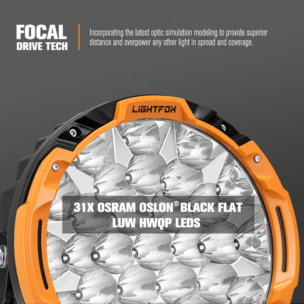 Lightfox 9 inch Osram LED Driving Lights + 20 inch Dual Row LED Light Bar + Wiring Kit - Sunyee