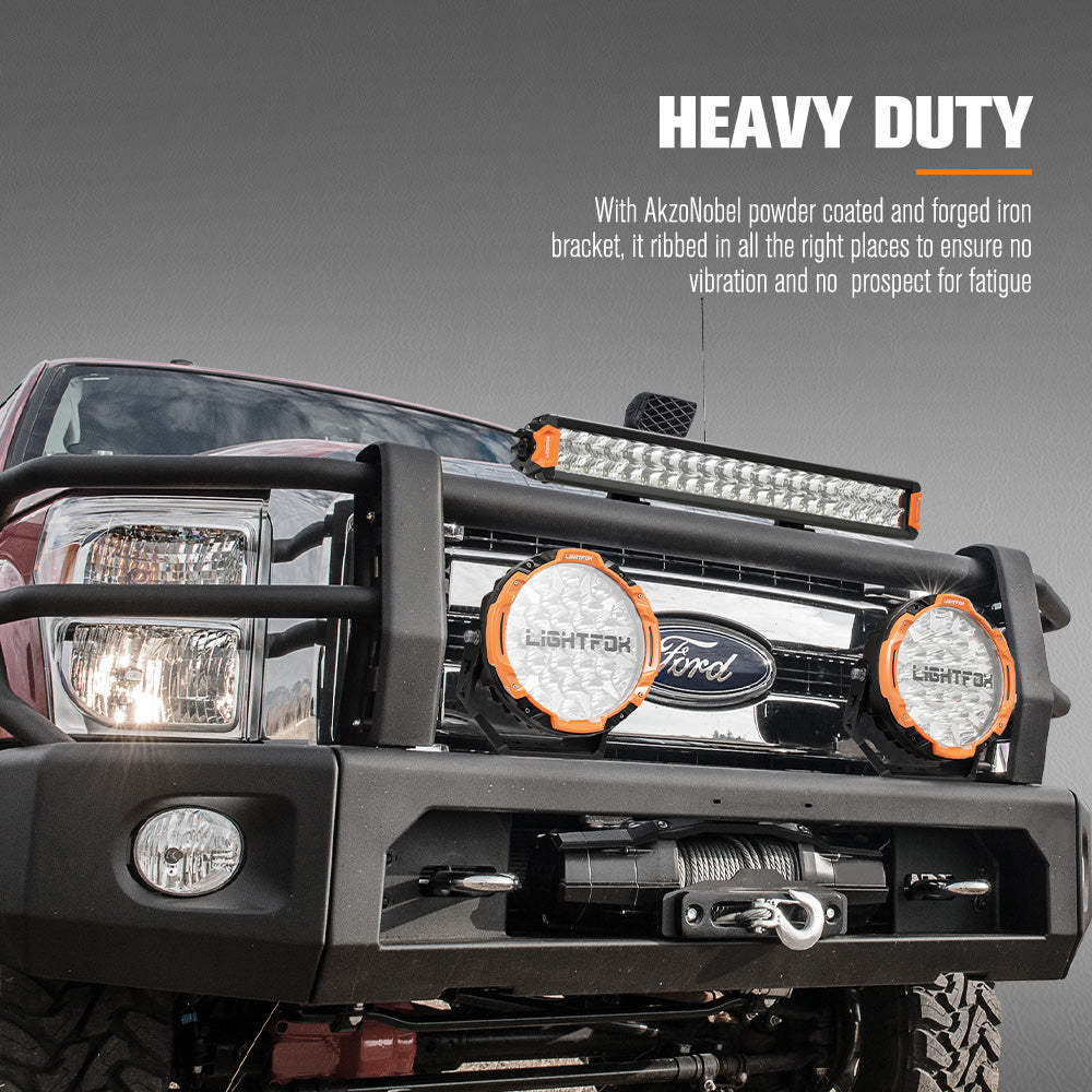 Lightfox 9 inch Osram LED Driving Lights + 20 inch Dual Row LED Light Bar + Wiring Kit - Sunyee