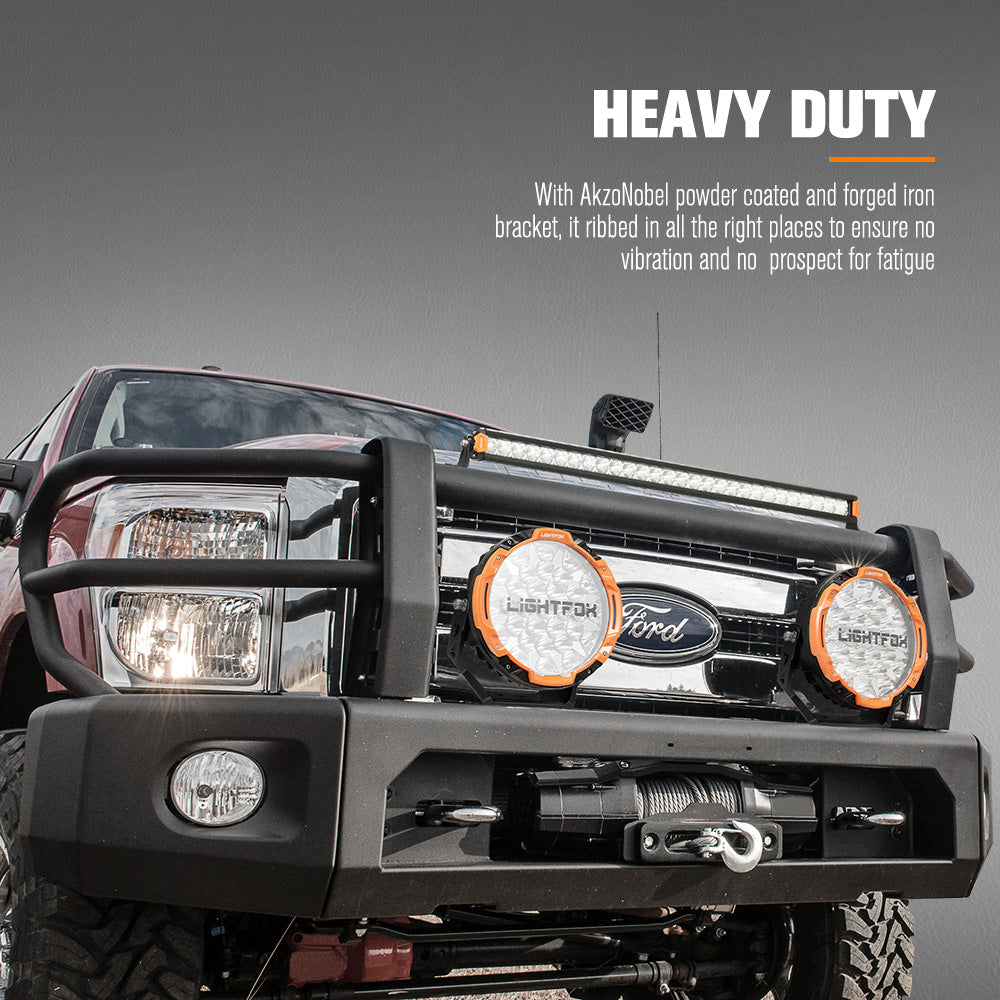 Lightfox 9 inch Osram LED Driving Lights + 28 inch Single Row LED Light Bar + Wiring Kit - Sunyee