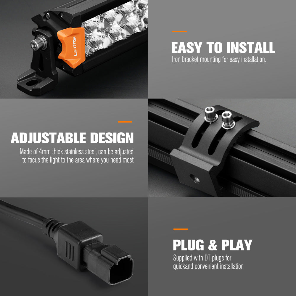 Lightfox 9 inch Osram LED Driving Lights + 40 inch Dual Row LED Light Bar + Wiring Kit - Sunyee