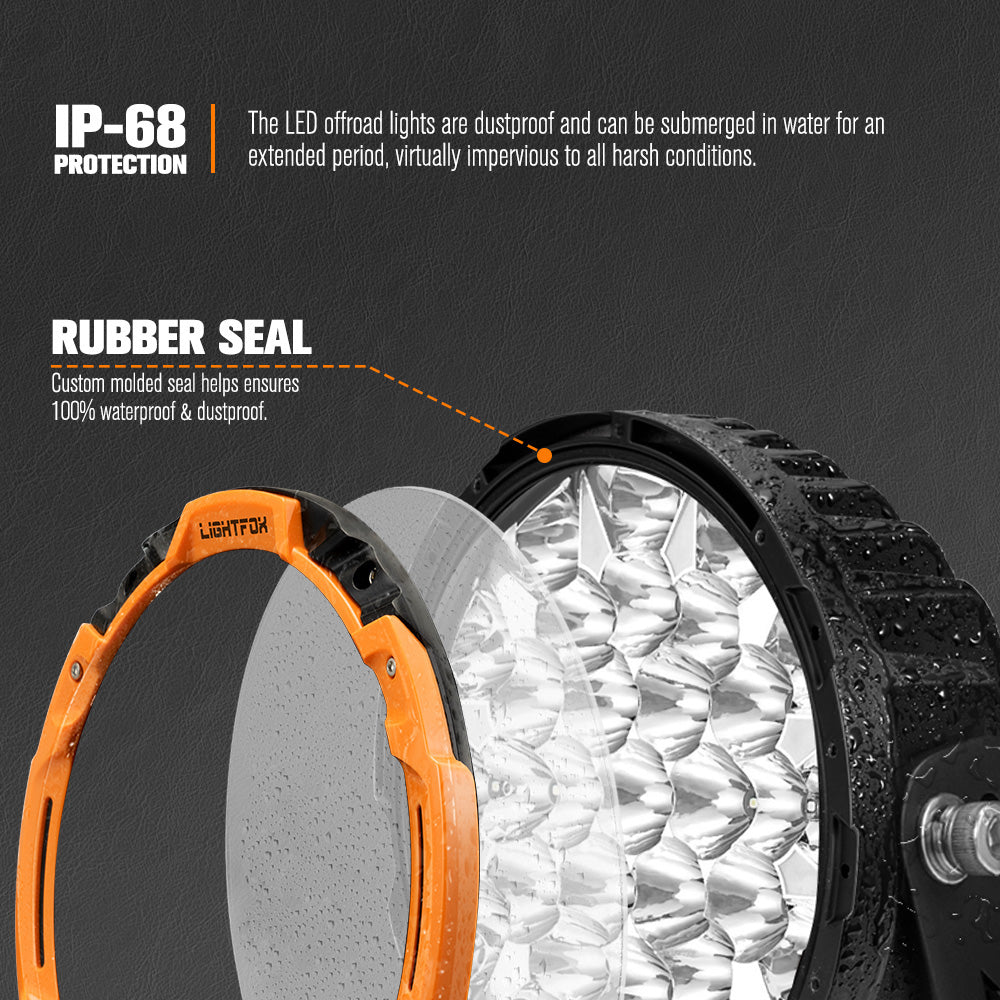 Lightfox 9 inch Osram LED Driving Lights + 8inch LED Light Pods + Wiring Kit - Sunyee