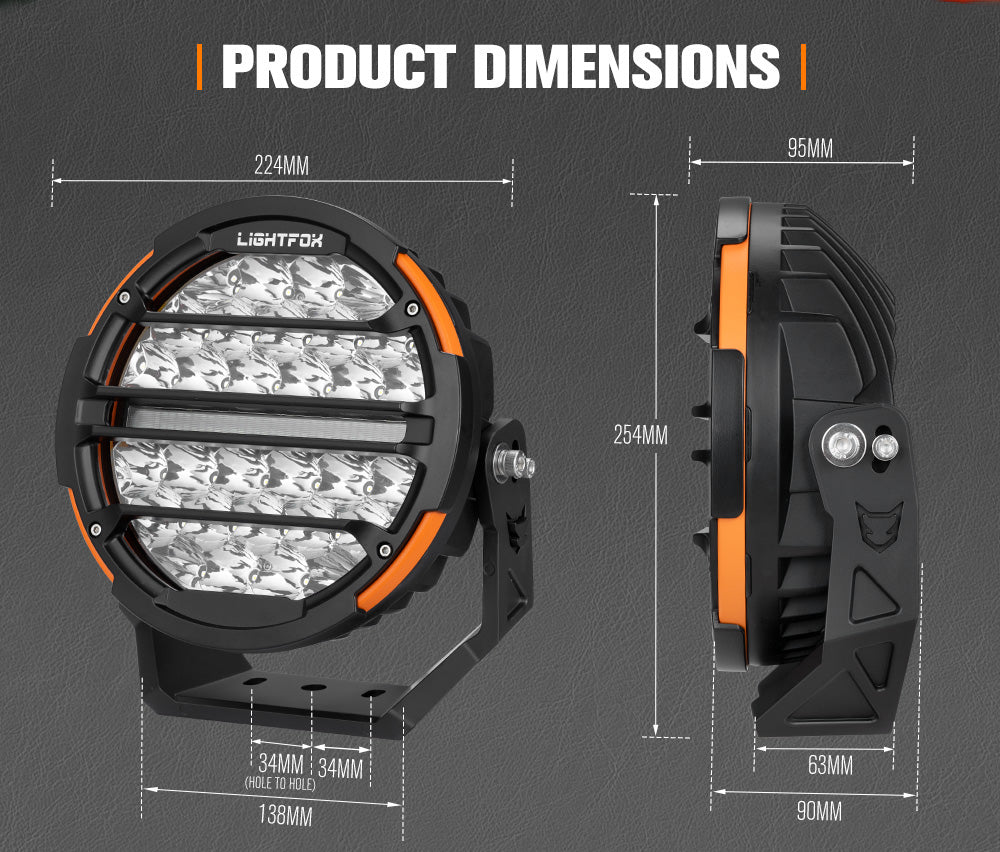 Lightfox Polaris 9inch LED Driving Light 1Lux@1,527m IP68 20,178 LM