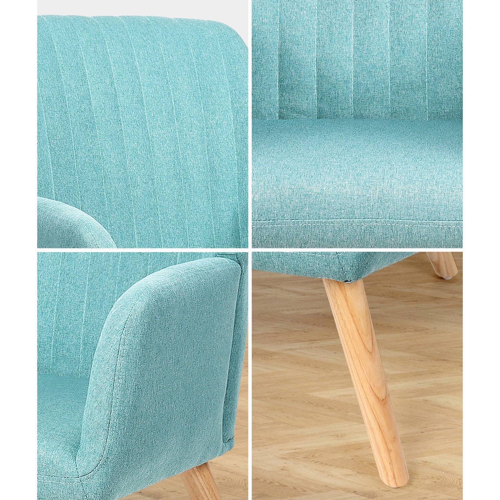 Oikiture Armchair Lounge Sofa Chair Fabric Accent Chairs Armchairs Couches Blue - Sunyee