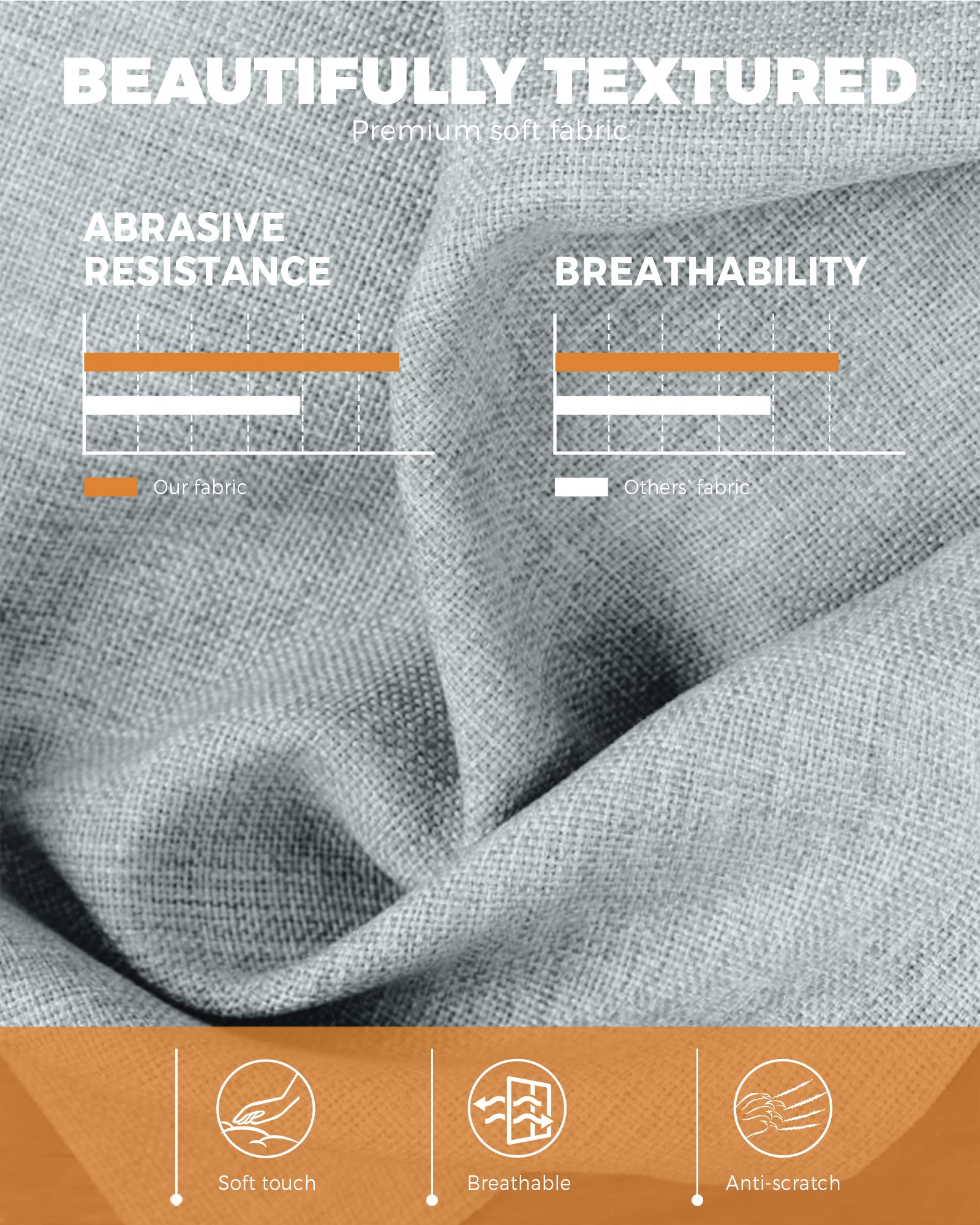 Oikiture Armchair Lounge Sofa Chair Fabric Accent Chairs Armchairs Couches Grey - Sunyee