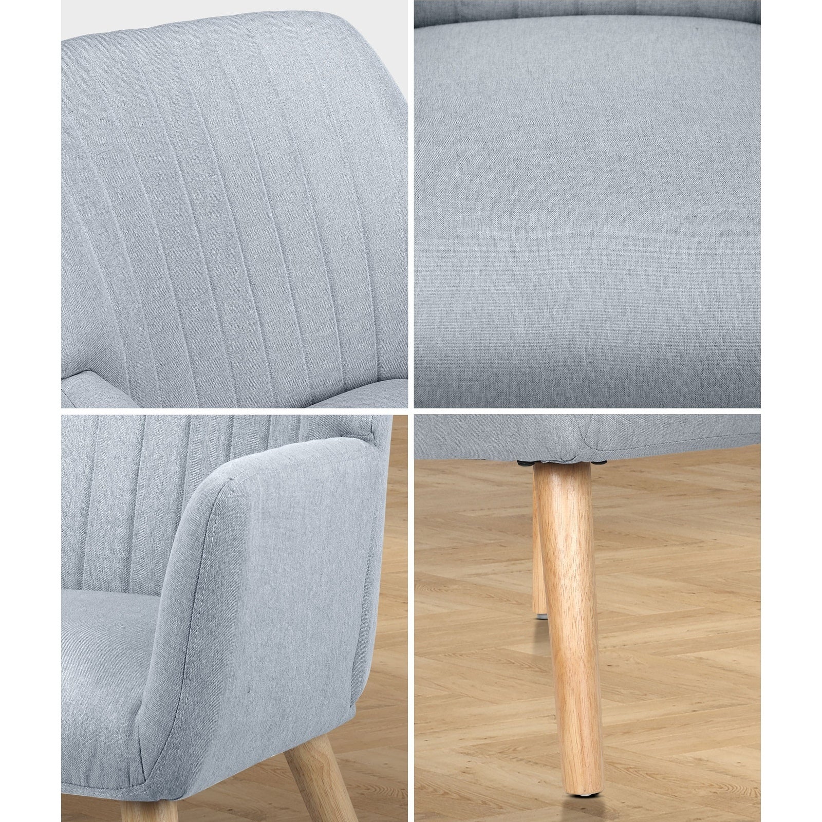 Oikiture 2x Armchair Lounge Sofa Chair Fabric Accent Chairs Couches Grey - Sunyee