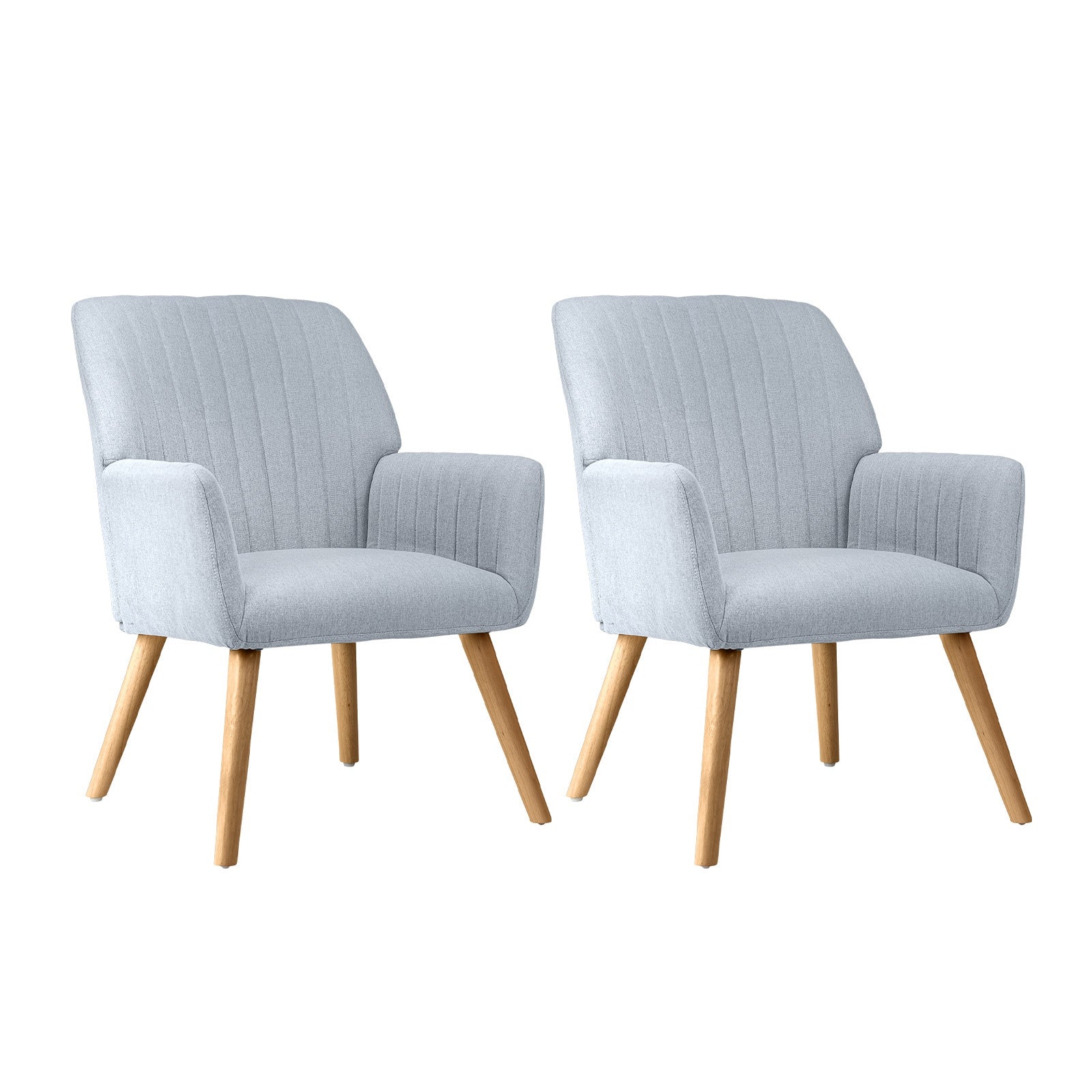 Oikiture 2x Armchair Lounge Sofa Chair Fabric Accent Chairs Couches Grey - Sunyee