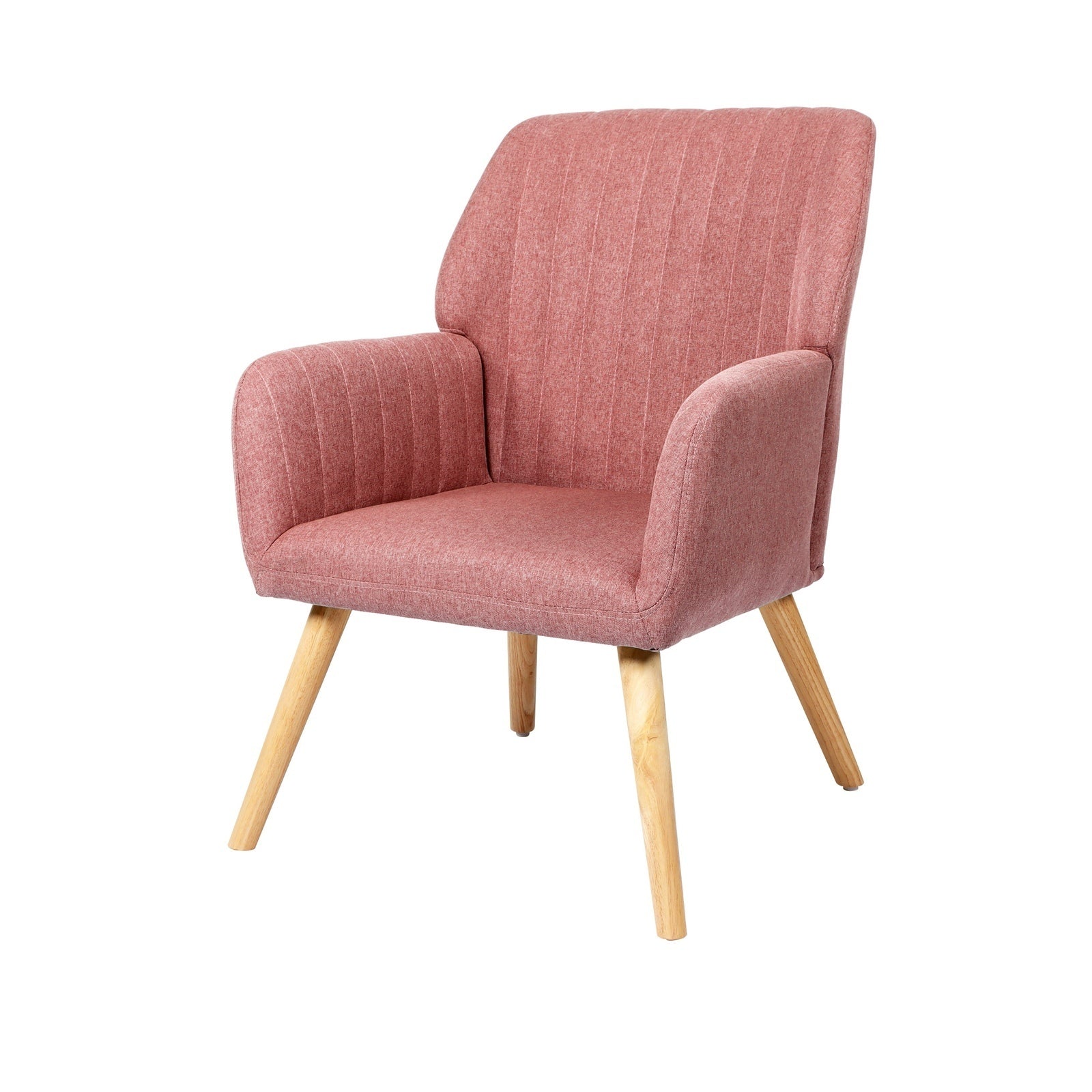 Oikiture 2x Armchair Lounge Sofa Chair Fabric Accent Chairs Armchairs Pink - Sunyee