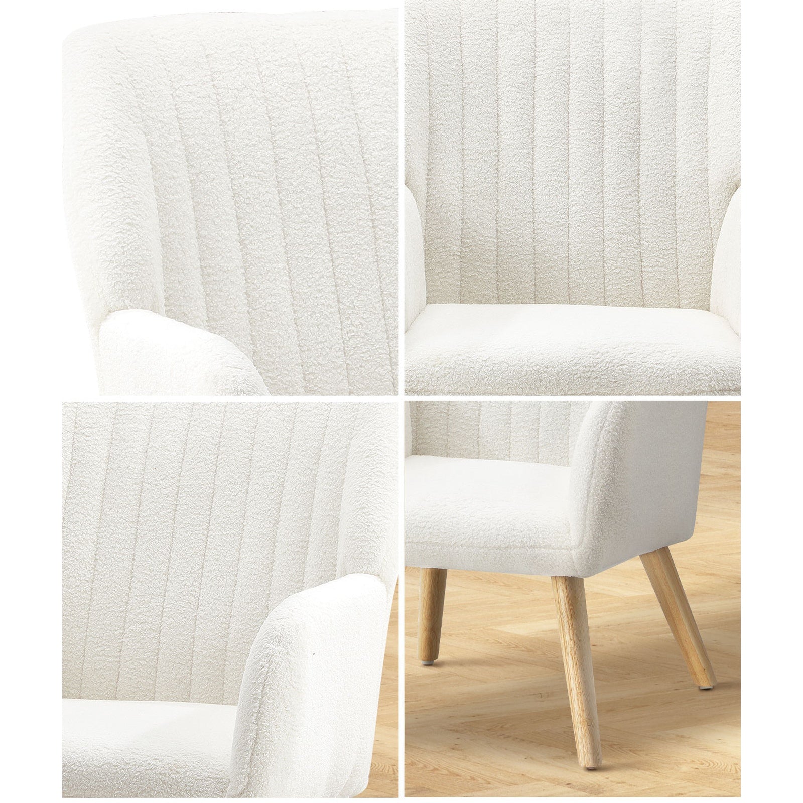 Oikiture Armchair Lounge Sofa Chair Sherpa Accent Chairs Armchairs Couches White - Sunyee