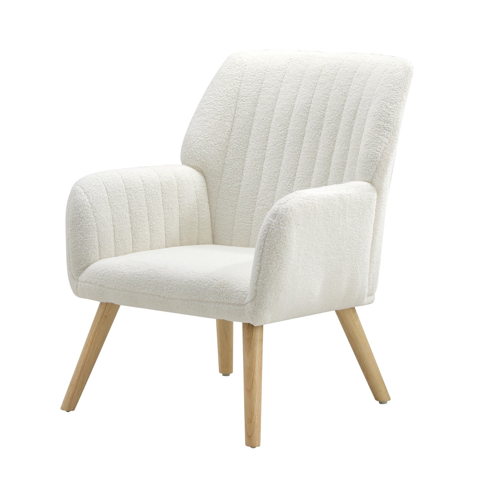 Oikiture Armchair Lounge Sofa Chair Sherpa Accent Chairs Armchairs Couches White - Sunyee