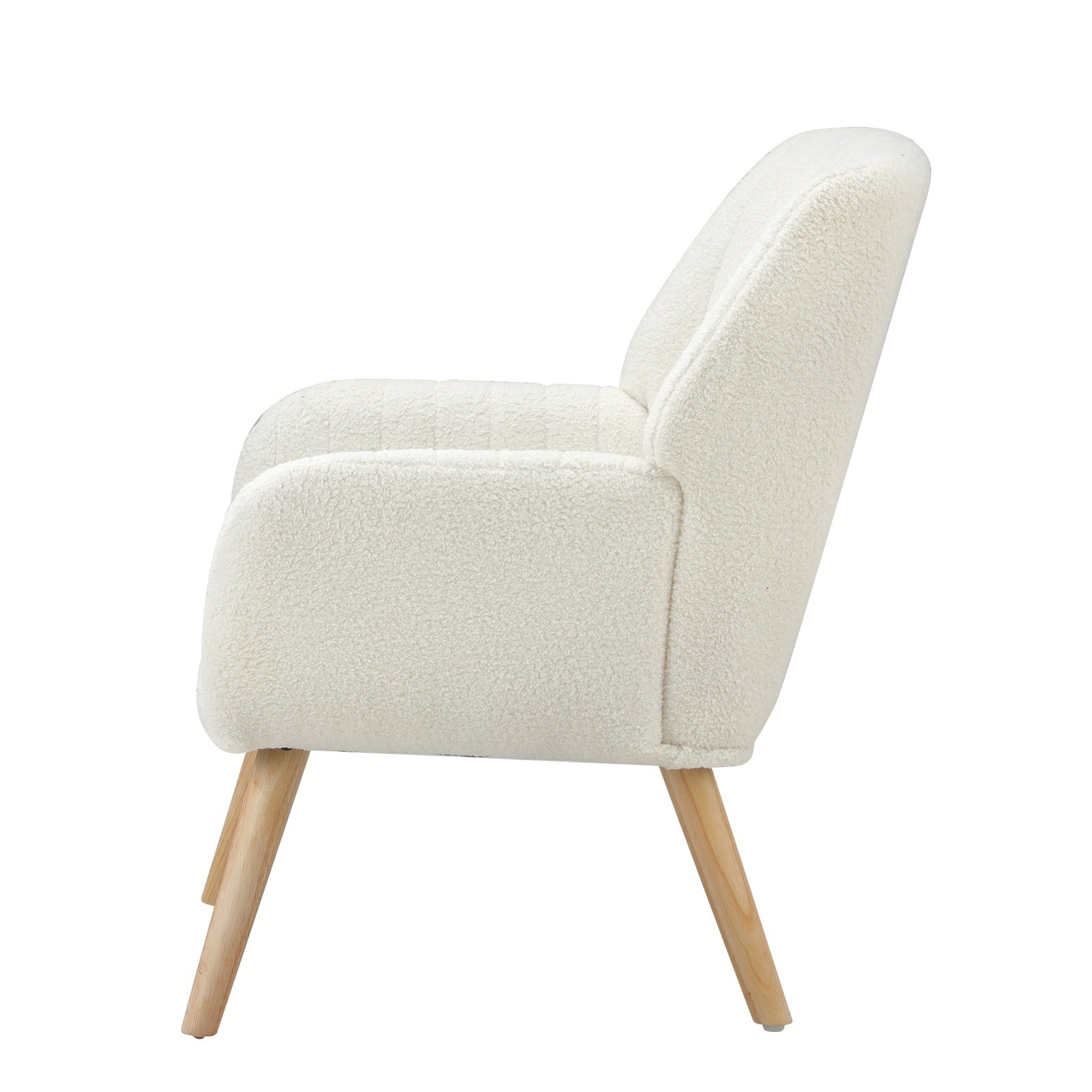 Oikiture Armchair Lounge Sofa Chair Sherpa Accent Chairs Armchairs Couches White - Sunyee