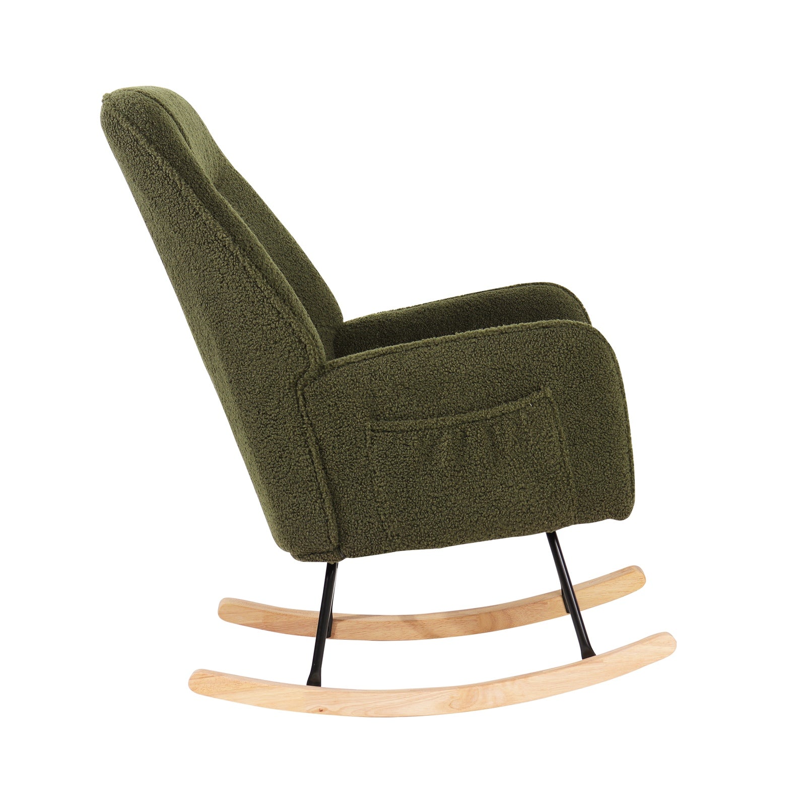 Oikiture Rocking Chair Nursing Armchair Sherpa Accent Chairs Upholstered Green