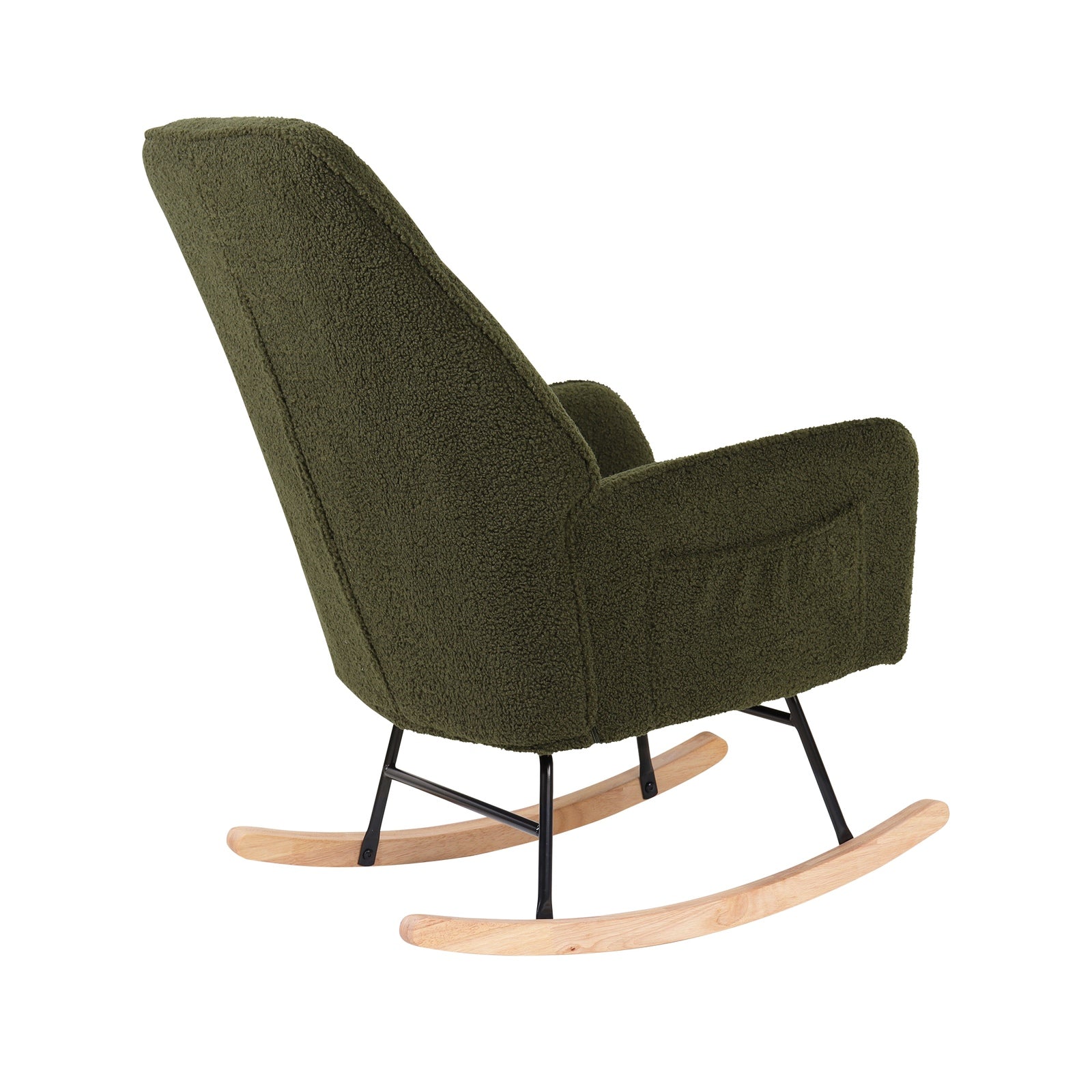 Oikiture Rocking Chair Nursing Armchair Sherpa Accent Chairs Upholstered Green