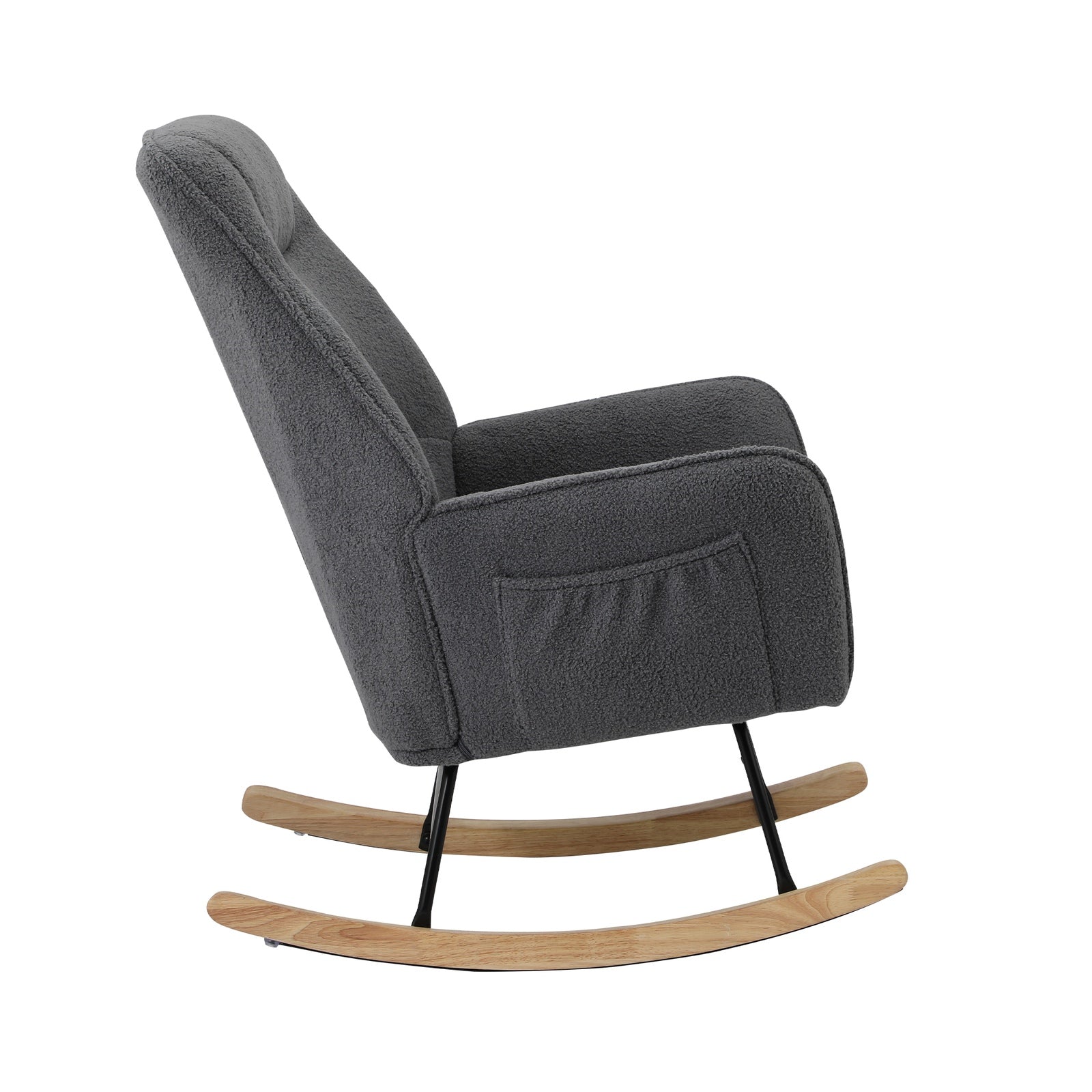 Oikiture Rocking Chair Nursing Armchair Sherpa Accent Chairs Upholstered Grey
