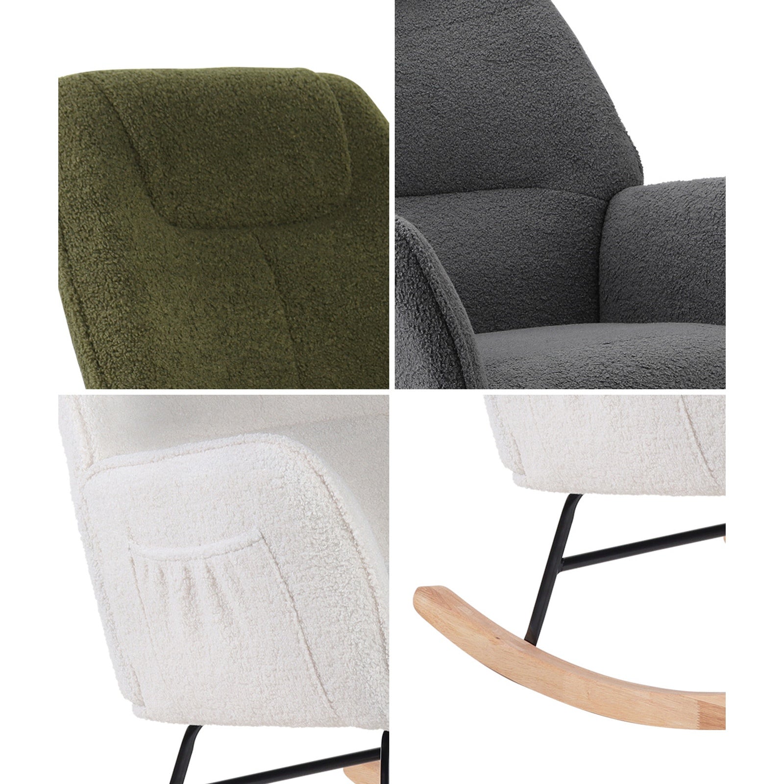 Oikiture Rocking Chair Nursing Armchair Sherpa Accent Chairs Upholstered - Sunyee