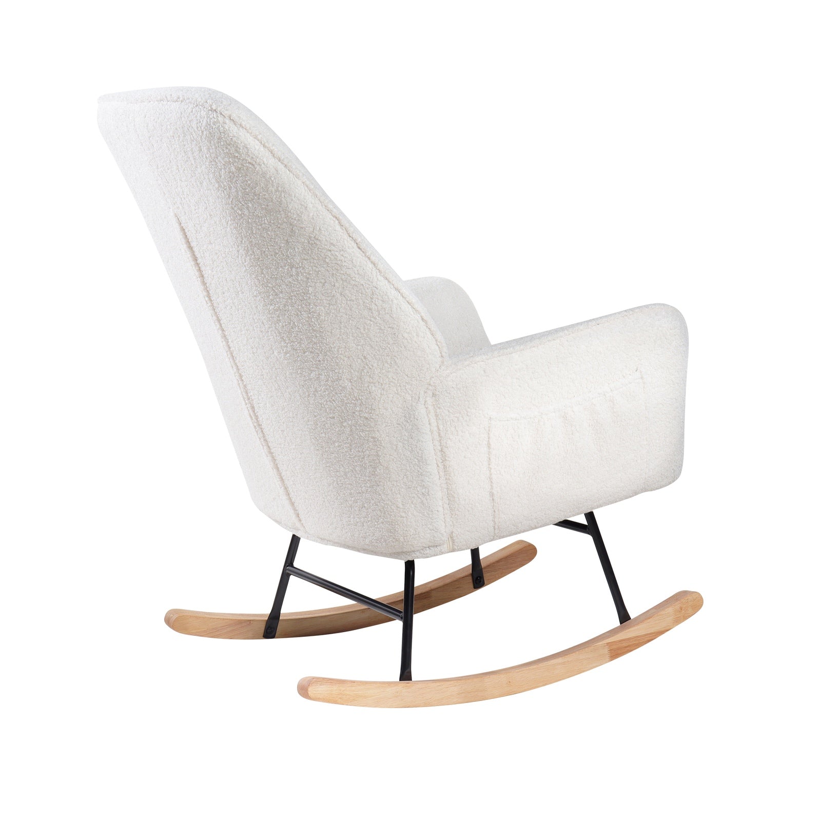 Oikiture Rocking Chair Nursing Armchair Sherpa Accent Chairs Upholstered White
