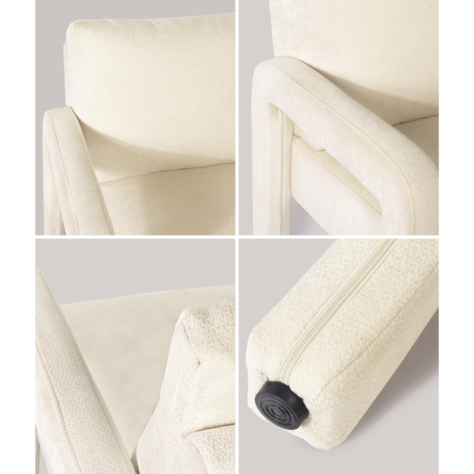 Oikiture Armchair Velvet Accent Chairs 1 Seater Lounge Sofa Chair Beige - Sunyee