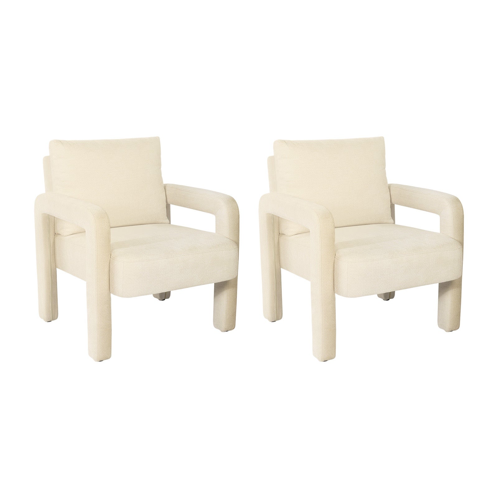 Oikiture 2x Armchair Velvet Accent Chairs 1 Seater Lounge Sofa Chair Beige - Sunyee