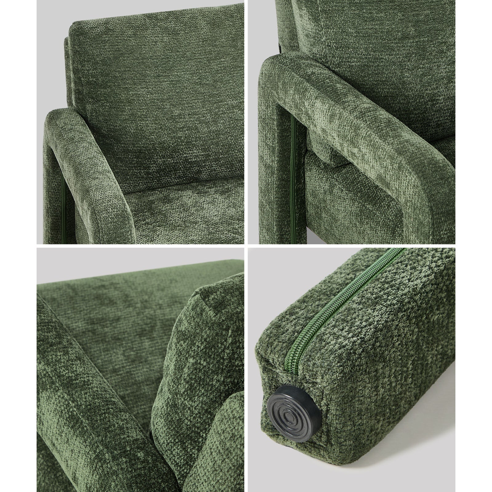 Oikiture Armchair Velvet Accent Chairs 1 Seater Lounge Sofa Chair Green - Sunyee