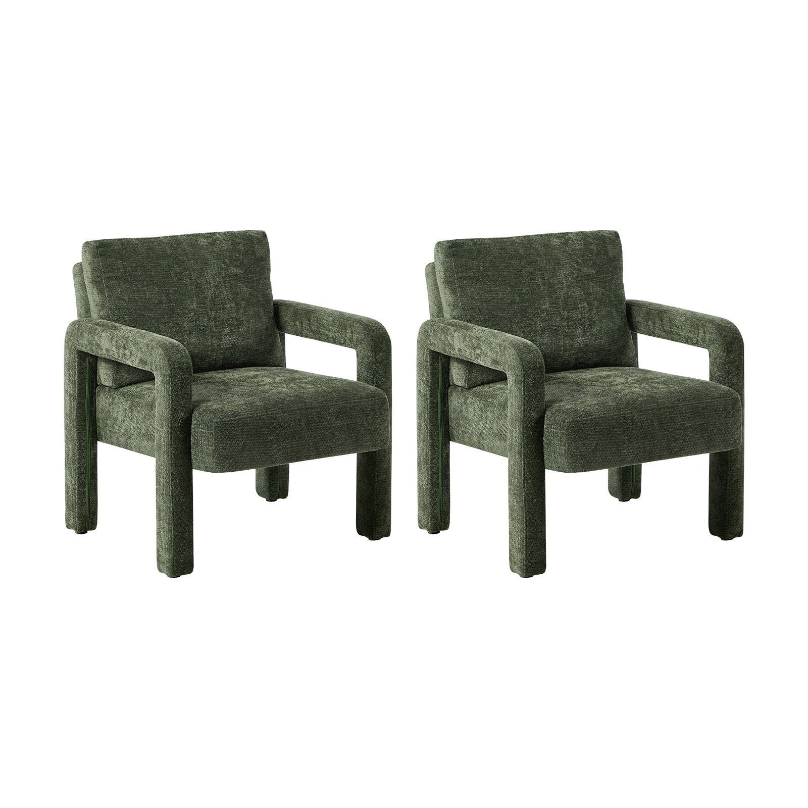 Oikiture 2x Armchair Velvet Accent Chairs 1 Seater Lounge Sofa Chair Green - Sunyee