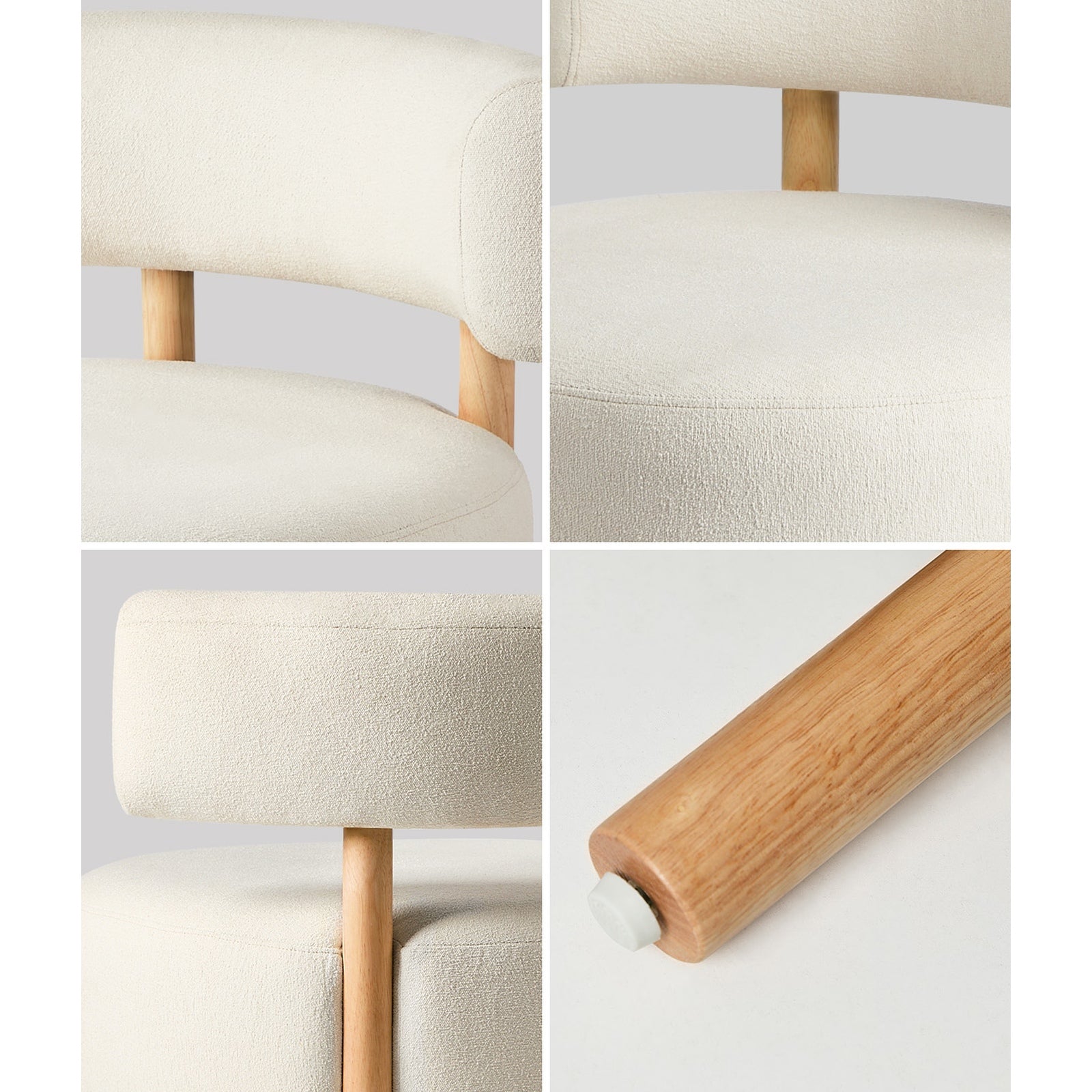 Oikiture Wooden Armchair Lounge Chair Linen Fabric Accent Armchairs Beige - Sunyee