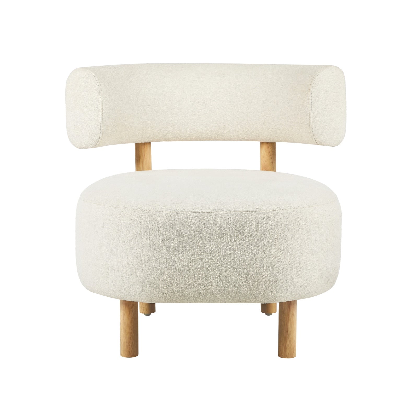 Oikiture Wooden Armchair Lounge Chair Linen Fabric Accent Armchairs Beige - Sunyee