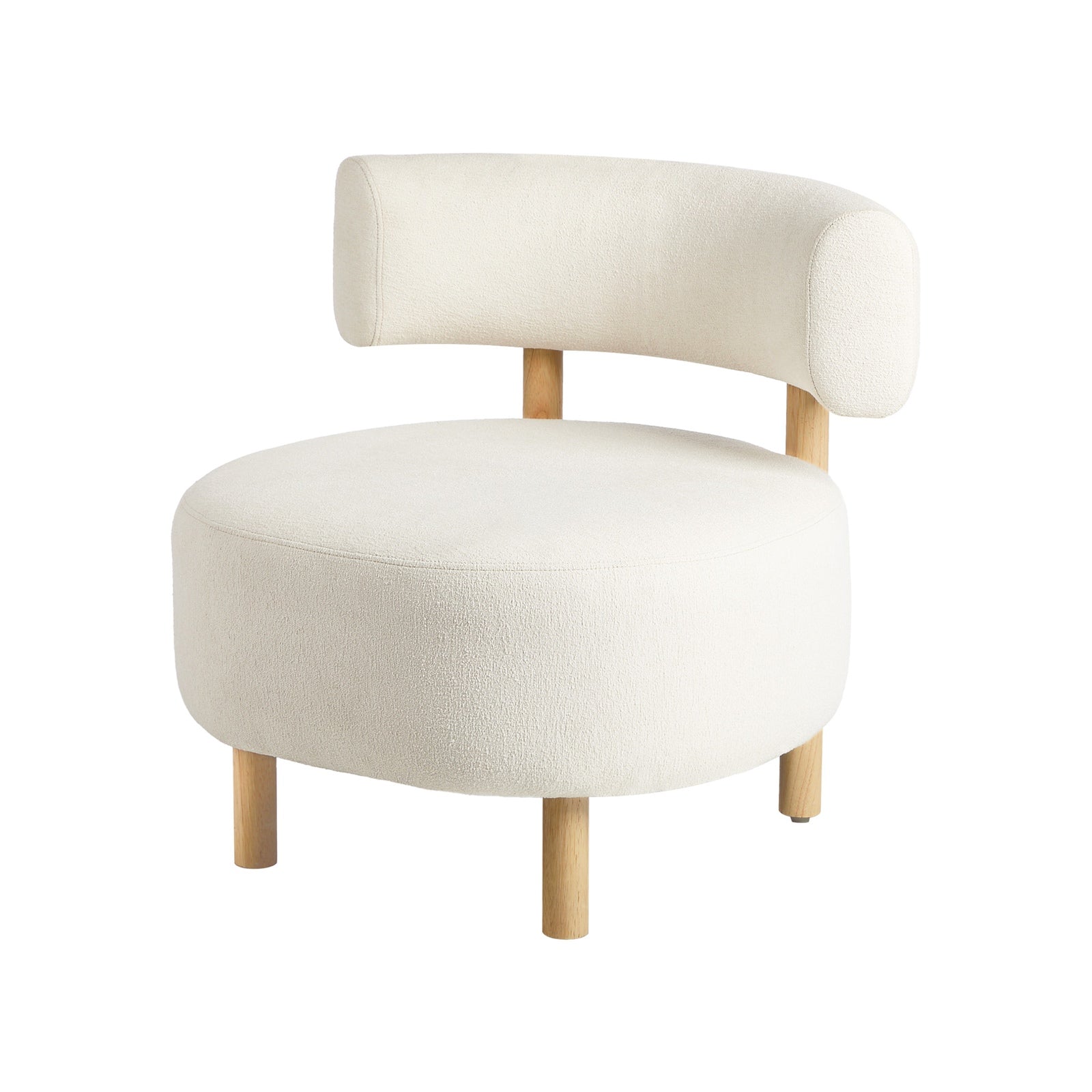 Oikiture Wooden Armchair Lounge Chair Linen Fabric Accent Armchairs Beige - Sunyee