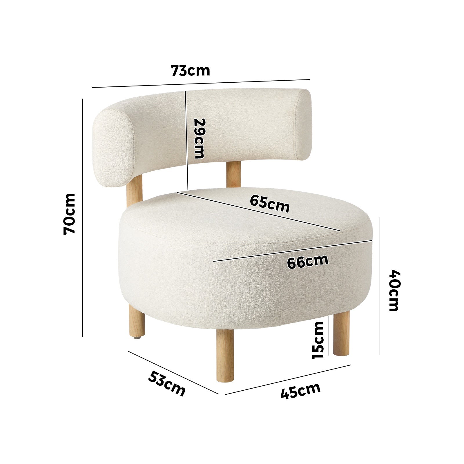 Oikiture Wooden Armchair Lounge Chair Linen Fabric Accent Armchairs Beige - Sunyee