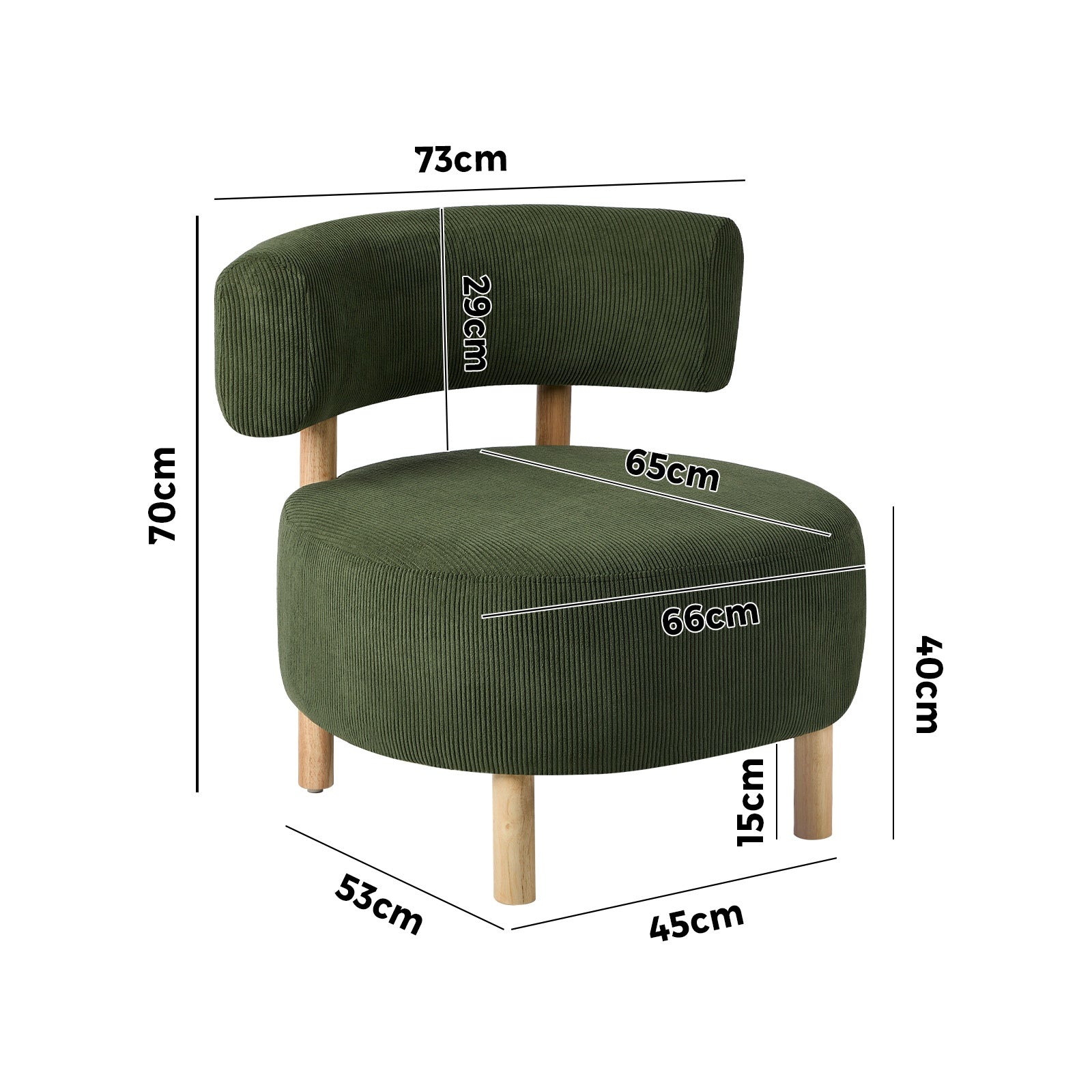 Oikiture Wooden Armchair Lounge Chair Velvet Accent Armchairs Green - Sunyee