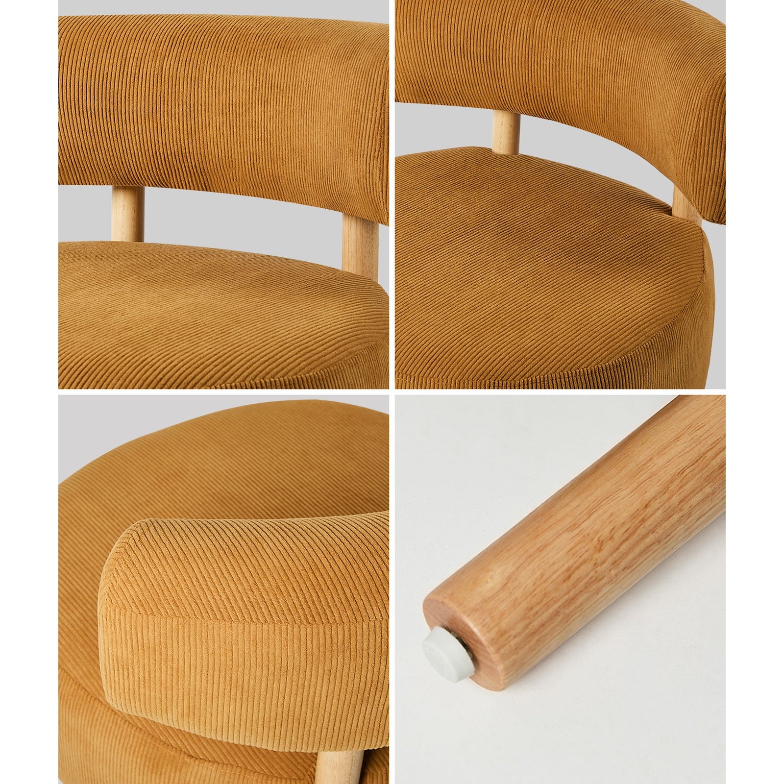 Oikiture Wooden Armchair Lounge Chair Velvet Accent Armchairs Orange - Sunyee